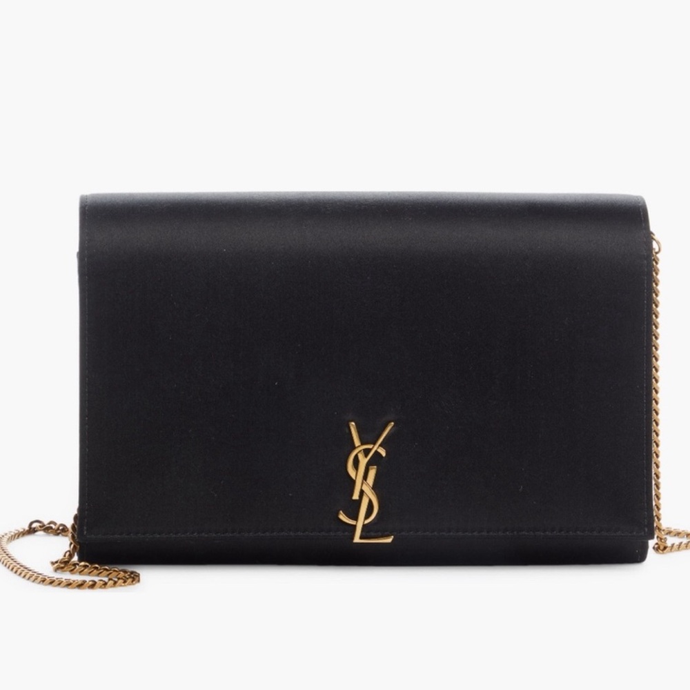Saint Laurent Smooth Calfskin Monogram Gold Chain Wallet